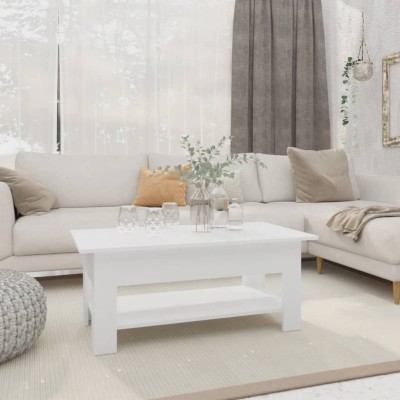 Mesa de centro madera de ingeniería blanca 102x55x42 cm