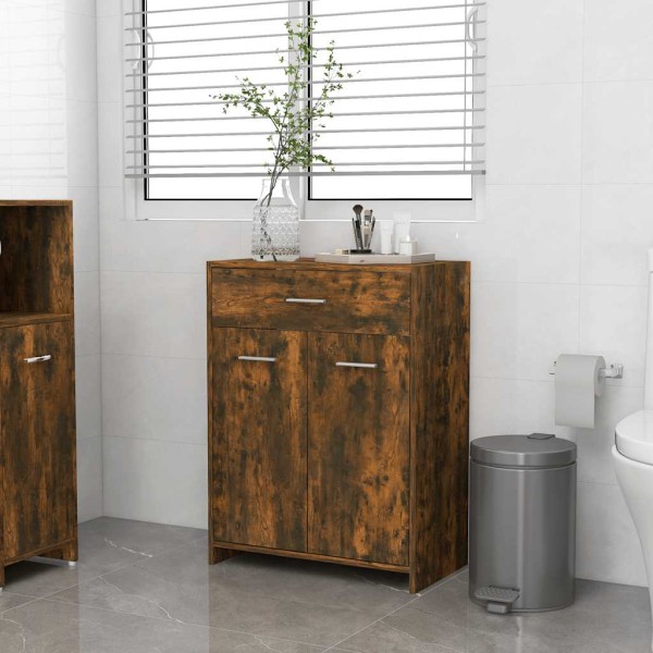 Armario baño madera contrachapada roble ahumado 60x33x80 cm