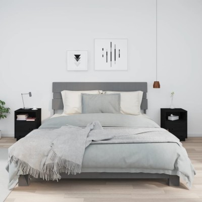 Mesitas de noche 2 uds madera maciza de pino negro 40x34x55 cm