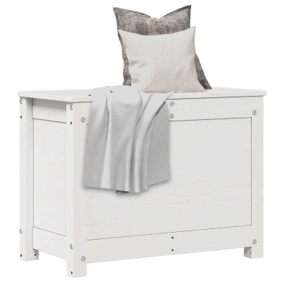Caja de almacenaje madera maciza de pino blanco 60x32x45,5 cm