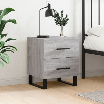 Mesita de noche madera de ingeniería gris Sonoma 40x35x47,5 cm