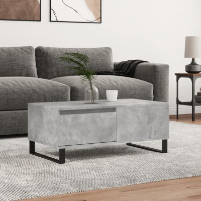 Mesa de centro madera contrachapada gris hormigón 90x50x36,5 cm