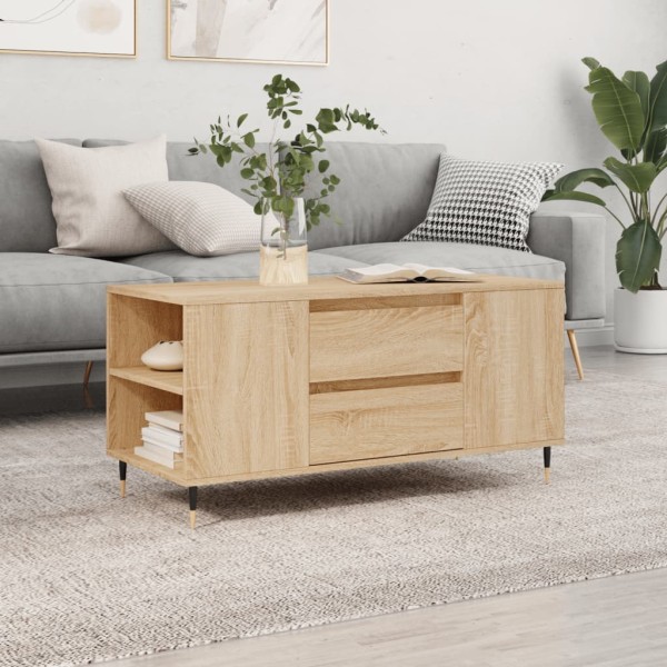 Mesa de centro madera de ingeniería roble Sonoma 102x44,5x50 cm