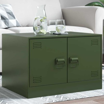 Mesa de centro acero verde oliva 67x50x44 cm