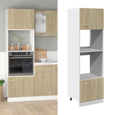 Mueble para microondas "Lyon" roble Sonoma 60x57x207 cm madera de ingeniería