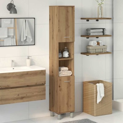 Mueble de baño madera de ingeniería roble artisan 30x30x179 cm