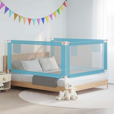 vidaXL Barandilla de seguridad cama de niño azul tela 180x25 cm