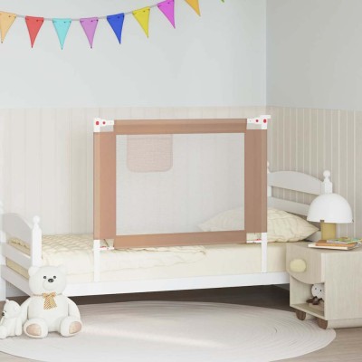 vidaXL Barandilla de seguridad cama de niño taupe tela 100x25 cm