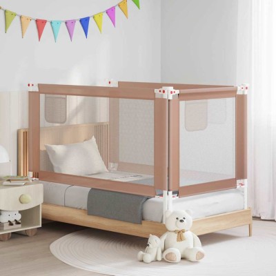 vidaXL Barandilla de seguridad cama de niño gris taupe tela 140x25 cm