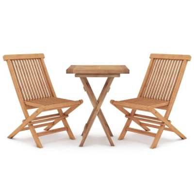 Juego de comedor para jardín 3 piezas madera maciza de  | TanderMuebles
