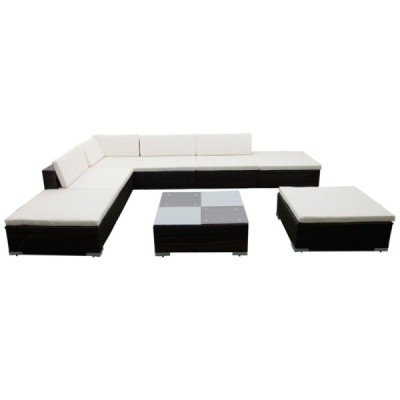 Set sofás de jardín 8 piezas y cojines ratán sintético  | TanderMuebles