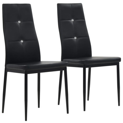 Sillas de comedor 2 unidades cuero sintético negro