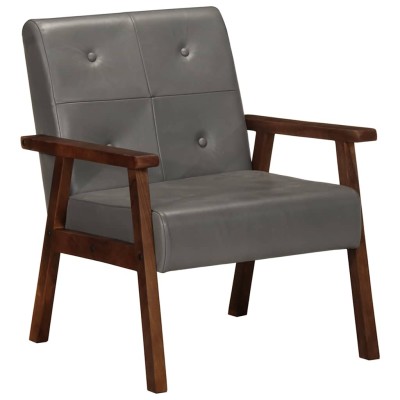 Sillón de cuero auténtico gris