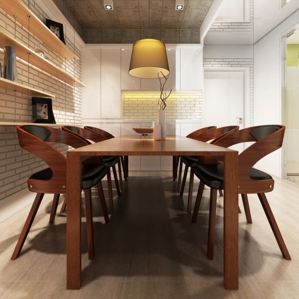 Sillas de comedor 6 unidades cuero sintético marrón