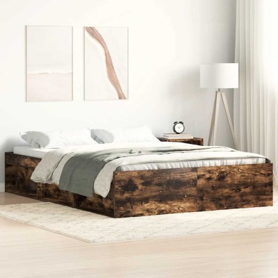 Estructura de cama roble ahumado 120x190 cm