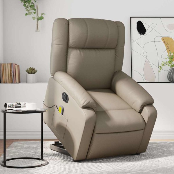 Sillón reclinable de masaje eléctrico cuero sintético capuchino
