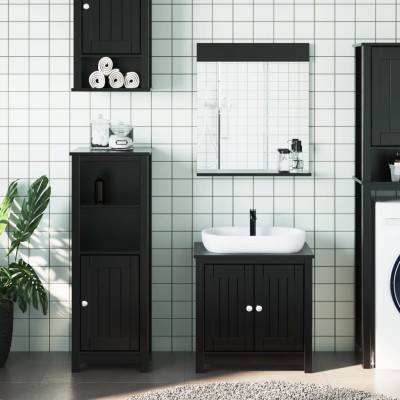 Juego de muebles de baño BERG 3 pzas madera maciza pino negro