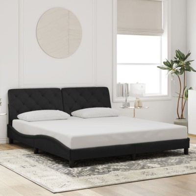 Estructura de cama sin colchón terciopelo negro 180x200 cm