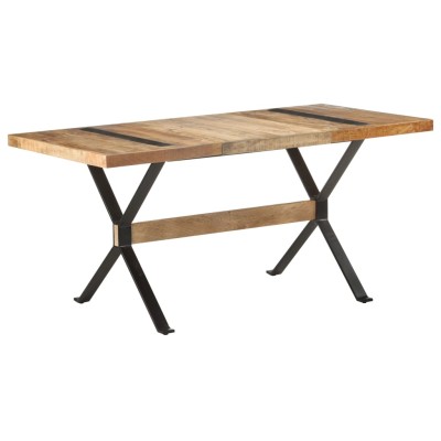 Mesa de comedor de madera de mango rugosa 160x80x76 cm