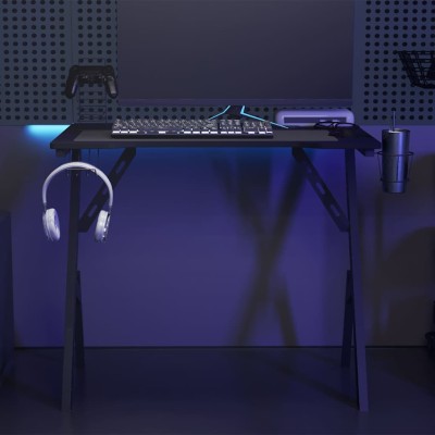 Escritorio gaming con patas en forma de Y negro 90x60x75 cm