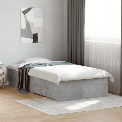 Cama con cajones madera ingeniería gris hormigón 100x200 cm