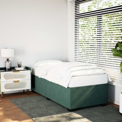 Estructura de cama sin colchón terciopelo verde oscuro 90x190cm