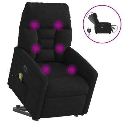 Sillón masaje eléctrico reclinable elevable tela negro