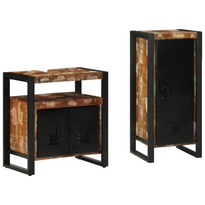Juego de muebles de baño 2 pcs Madera reciclada maciza