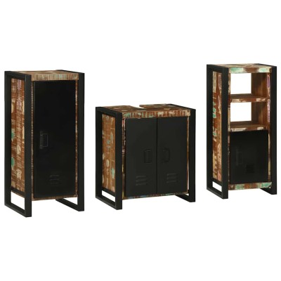 Juego de muebles de baño 3 pcs Madera reciclada maciza