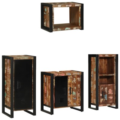 Juego de muebles de baño 4 pcs Madera reciclada maciza