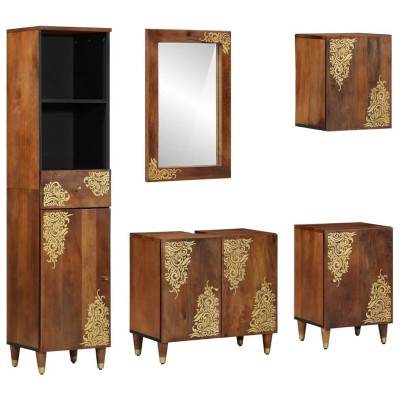 Juego de Muebles de Baño 5 pcs Marrón 38 x 33 x 160 cm