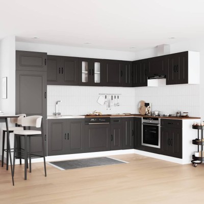 Gabinete de cocina con puerta 2 pcs Negro 80 x 46 x 81.5 cm