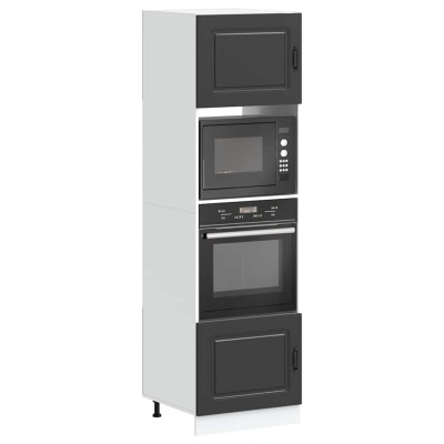 Armarios para horno (2 unidades) "Kalmar" de madera de ingeniería negra
