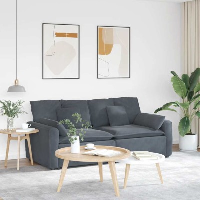 Sofá modular con cojines gris oscuro