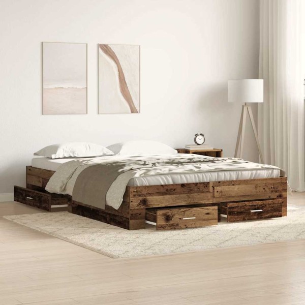 Estructura de cama con cajones Madera vieja 160 x 200 cm