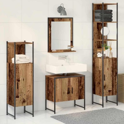 Juego de muebles de baño 4 pcs Marrón 33 x 33 x 185.5 cm