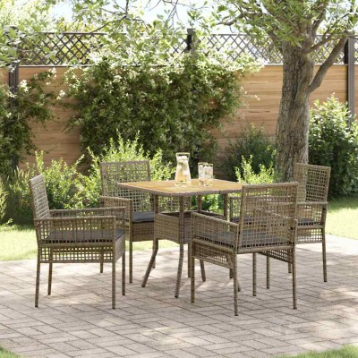 Conjunto de Comedor de Jardín 5 pcs Gris Poliratán