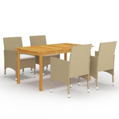 Juego de comedor para jardín de 5 piezas beige