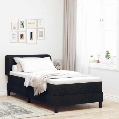Cama box spring con colchón con colchón Negro 90 x 200 cm tela
