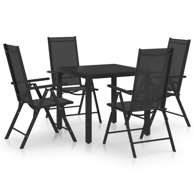 Juego de comedor de jardín 5 piezas aluminio negro