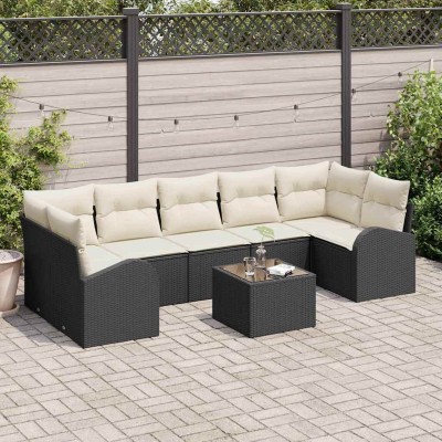 Conjunto de sofá de jardín 8 pcs Negro 55 x 55 x 37 cm