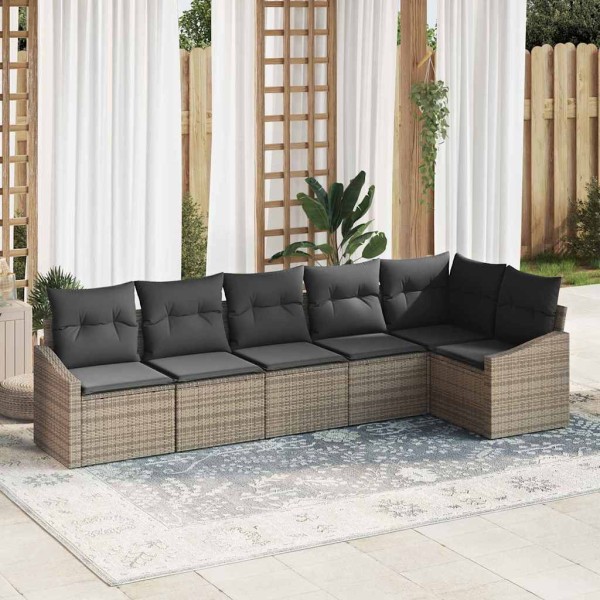 Conjunto de sofá de jardín 6 pcs Gris Poliratán
