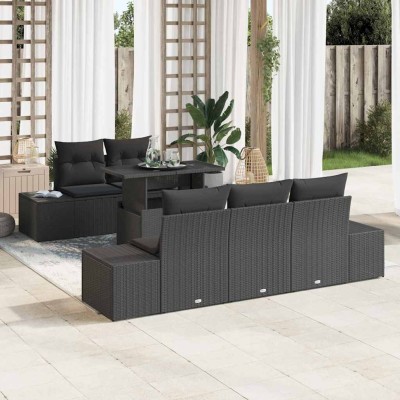 Conjunto de sofá de jardín 6 pcs Negro 100 x 55 x 73 cm