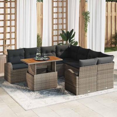 Conjunto de sofá de jardín 9 pcs Gris 100 x 55 x 73 cm