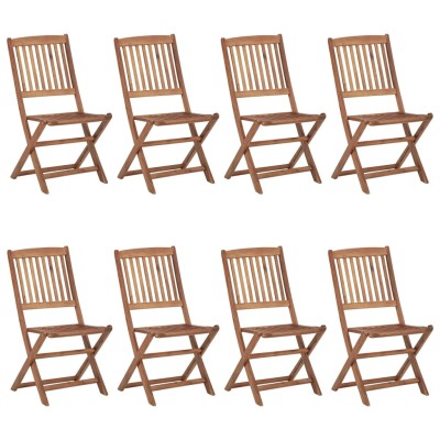 Sillas de exterior plegables 8 uds madera maciza acacia