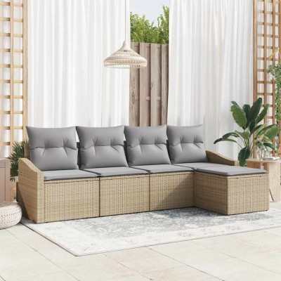 Conjunto de Comedor de Jardín 5 pcs Beige y Gris Claro
