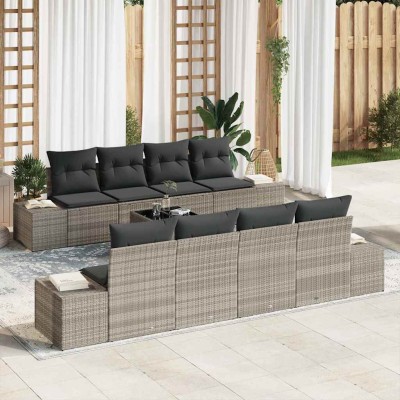 Conjunto de sofá de jardín 7 pcs Gris Claro y Gris Oscuro
