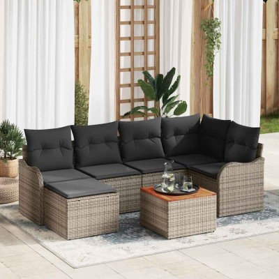 Conjunto de sofá de jardín 7 pcs Gris