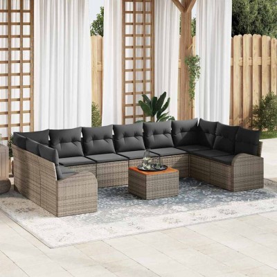 Conjunto de sofá de jardín 11 pcs Gris