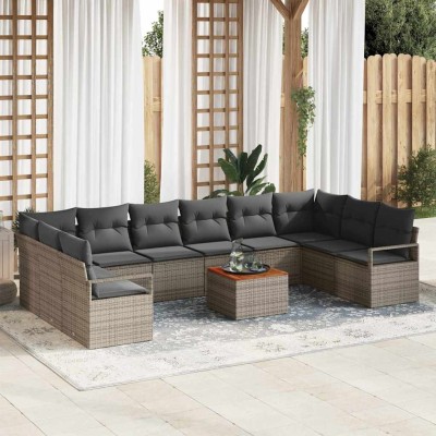 Conjunto de sofá de jardín 11 pcs Gris